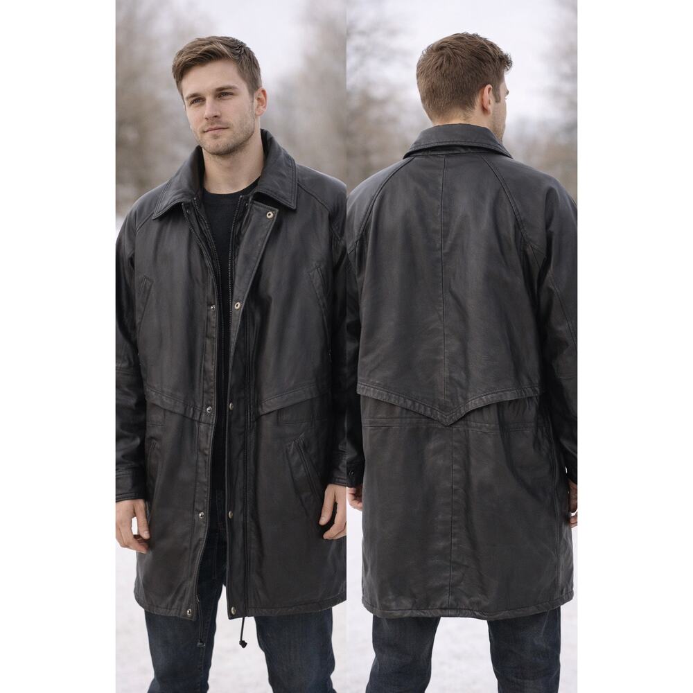 Leather Limited Black Leather Coat Thermolite Insulated Long Jacket L